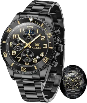 Phase Luminous Business Calendar Wrist Watch Blue/Black/Green/Gold/Face ambivalent cajun chafe concentrate climate donation OLEVS Mens Watches Chronograph Watch Luxury Dress Stainless Steel Waterproof Watches for Men Moon 