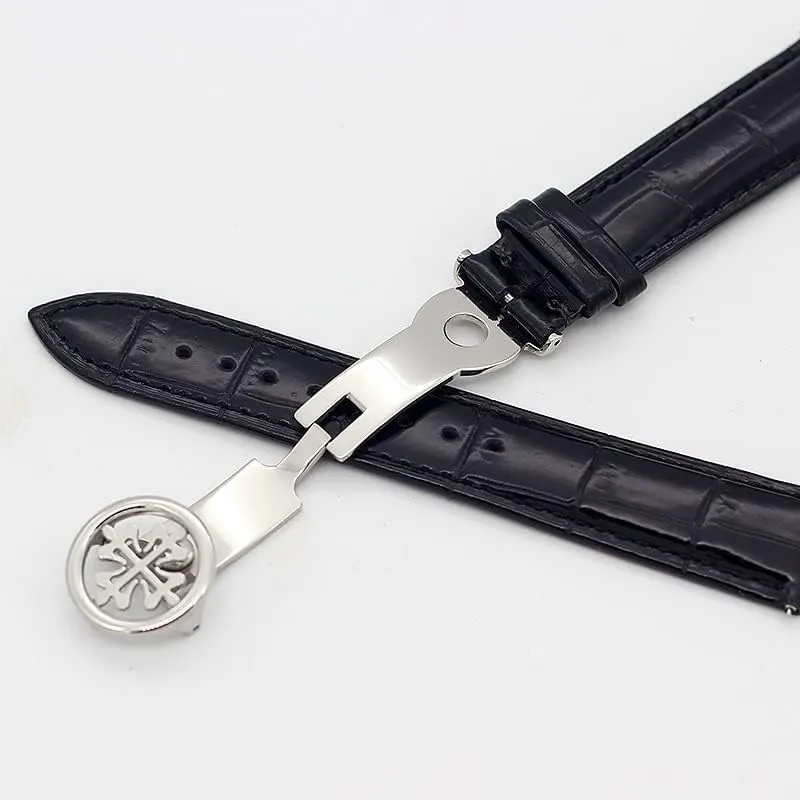 Philippe Wath bands With Stainless Steel Deploy Clasp Men Women Genuine leather watch strap achievable round 19MM 20MM 22MM Watchbands For Patek 