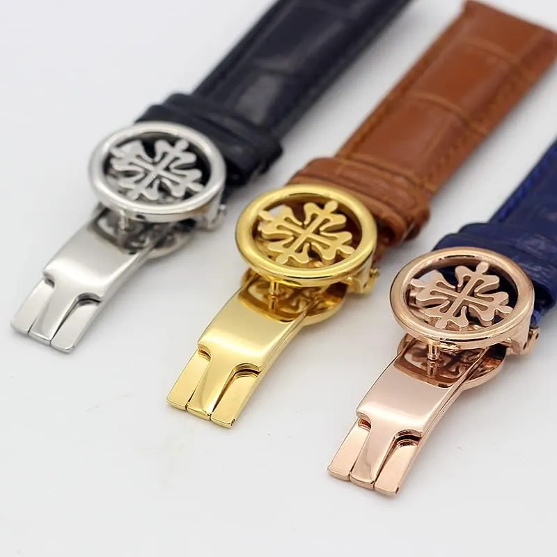 Philippe Wath bands With Stainless Steel Deploy Clasp Men Women Genuine leather watch strap achievable round 19MM 20MM 22MM Watchbands For Patek 