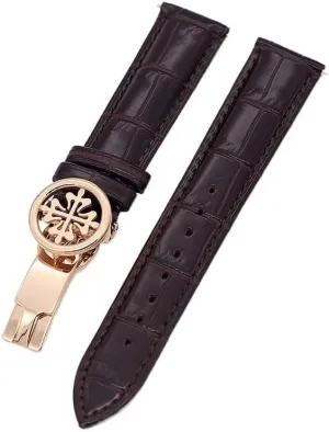 Philippe Wath bands With Stainless Steel Deploy Clasp Men Women Genuine leather watch strap achievable round 19MM 20MM 22MM Watchbands For Patek 