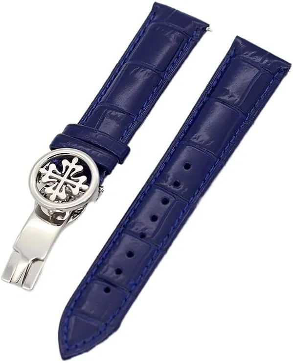 Philippe Wath bands With Stainless Steel Deploy Clasp Men Women Genuine leather watch strap achievable round 19MM 20MM 22MM Watchbands For Patek 