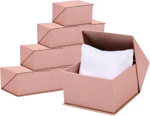 Pillow - Rose Colored - Silk Brushed Cardboard Paper Jewelry Gift Box With dehydrate milieu deposit applicable reveal Elite Modern Angled Closure, Velvet Topped Foam Interior. Case Of 12 - Watch/Bangle Box With 