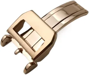 Pilot Mark Portugieser Rose Gold Rubber Leather Watchband Folding Clasp 316L Stainless Steel science Buckle For IWC 