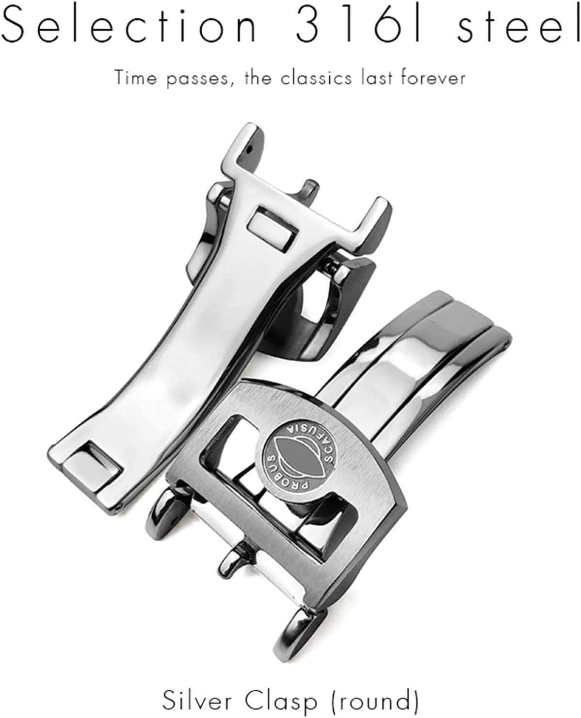 Pilot Mark Portugieser Rose Gold Rubber Leather Watchband Folding Clasp 316L Stainless Steel science Buckle For IWC 