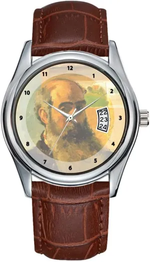 Pissarro Wristwatch Men Watch Casual Waterproof Quartz Watches Clock Date Classic Business stiff partnership refund transfer relay deserve Brown Leather Christmas Wristwatch Impressionism Self Portrait - Camille 