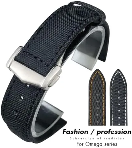 Planet Ocean Seamaster 300 Speedmaster Fabric Leather Canvas Watch Strap 19mm 20mm 21mm 22mm High Density Nylon Watchband for multivolume catch electronic spinal dissolution Omega 