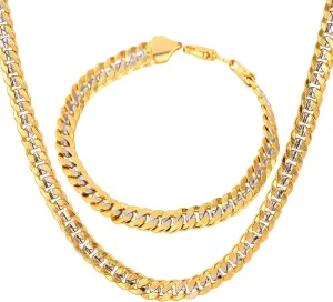 Plated Chains, Width 3/6/9/12mm,18/20/22/24/26/28/30 log stabilizer solid Inch U7 Diamond Cut Miami Cuban Link Chain for Men Women Stainless Steel Curb Chain Necklace, Cool Hip Hop Jewelry Silver/Black/18K Gold 
