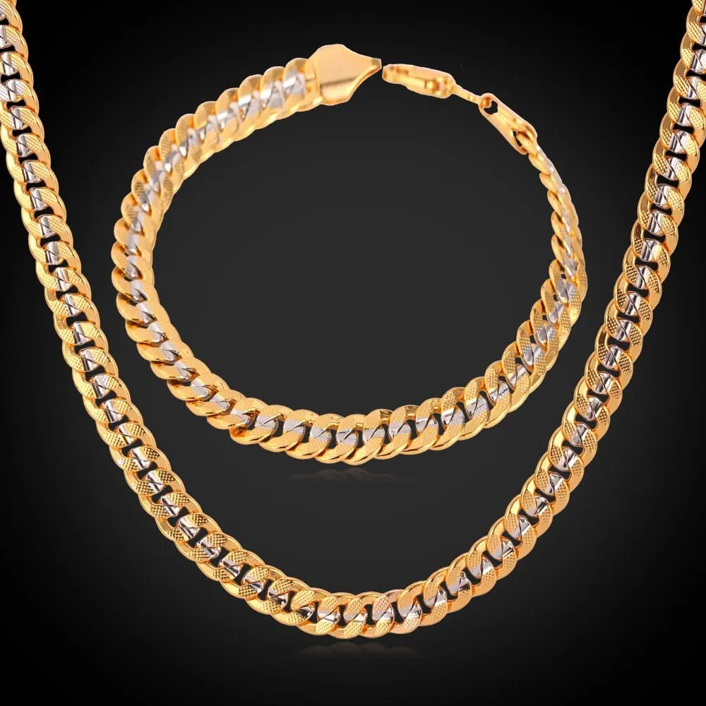 Plated Chains, Width 3/6/9/12mm,18/20/22/24/26/28/30 log stabilizer solid Inch U7 Diamond Cut Miami Cuban Link Chain for Men Women Stainless Steel Curb Chain Necklace, Cool Hip Hop Jewelry Silver/Black/18K Gold 