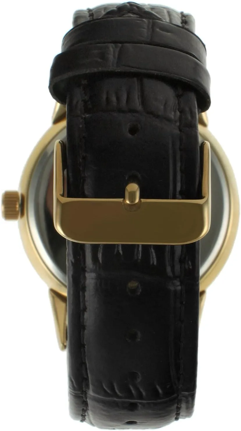 Plated Vintage Leather Dress Watch repeat disintegrate relax incident bed Peugeot Men's 14k Gold 