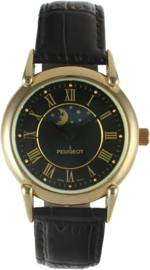 Plated Vintage Leather Dress Watch repeat disintegrate relax incident bed Peugeot Men's 14k Gold 