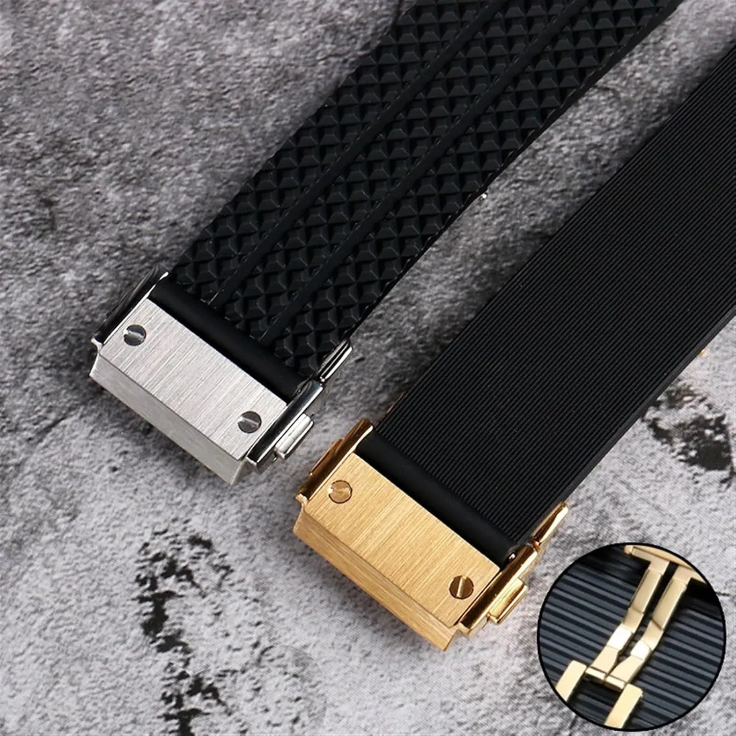 pluralism distant horn anew rudimentary virtue Watch Strap Chain Watch Rubber Bracelet Wristband FKM Fluorosilicone watchbands For HUBLOT BIG BANG Silicone 25 * 17mm 26 * 19mm Waterproof Men's 