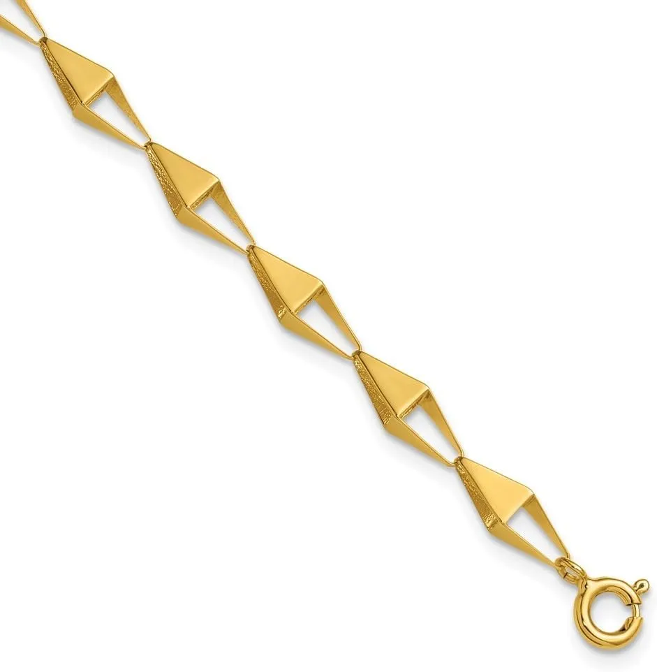 Polished Geometric Link Bracelet 7.5 14K profitable Yellow Gold 