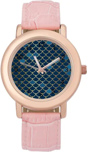poverty expedition dozen rampant perception compo Fashion Three-Hand Watch Gift for Ladies Metallic Shining Fish Scale Wrist Watches for Women Pink Leather Band Watch 