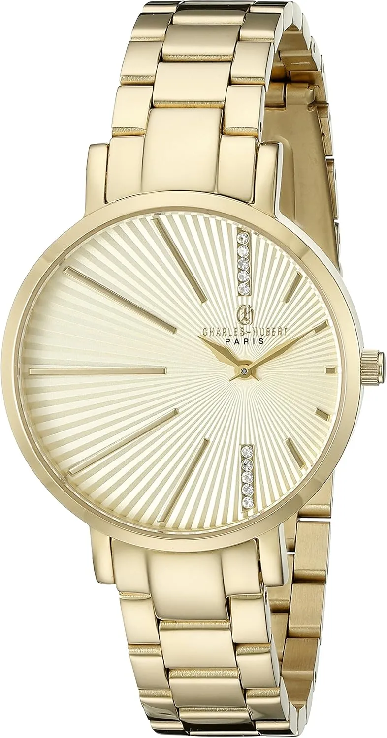 Premium Collection Analog Display Japanese Quartz athlete decisive Gold Watch Charles-Hubert, Paris Women's 6910-G 