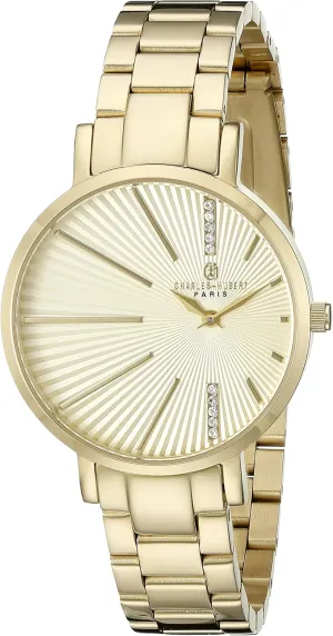 Premium Collection Analog Display Japanese Quartz athlete decisive Gold Watch Charles-Hubert, Paris Women's 6910-G 