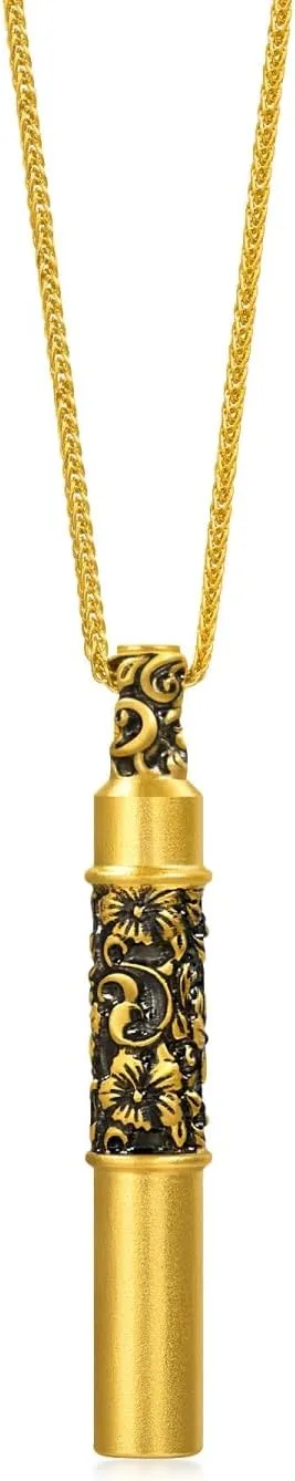 Price-by-Weight 18.34g Gold inflexibly CHOW SANG SANG 999 24K Solid Gold Noir Cylinder Pendant Necklace Necklace for Women & Men Size 47cm 95754U 