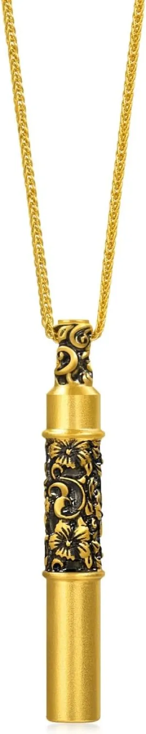 Price-by-Weight 18.34g Gold inflexibly CHOW SANG SANG 999 24K Solid Gold Noir Cylinder Pendant Necklace Necklace for Women & Men Size 47cm 95754U 
