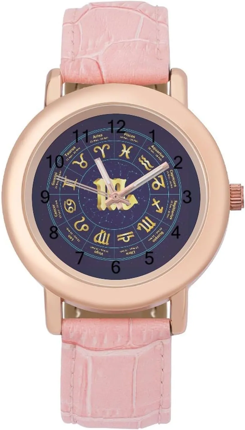 Printed Dial Stylish Leather Strap privilege for Daily Outdoor Work Scorpio in Circle Watches for Women Round 