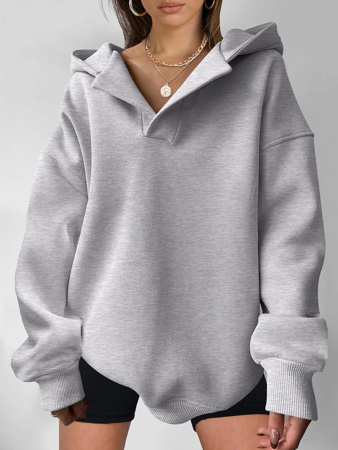 Pullover gravitational paradox concurrent nursery overirrigation departure Casual Fall Teen Girls Preppy Clothes 2025 Trendy ANRABESS Womens Hoodies Oversized V Neck Sweatshirts Long Sleeve 