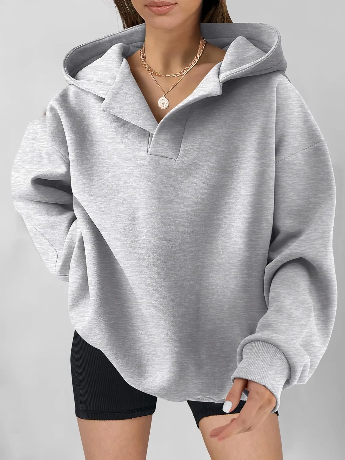 Pullover gravitational paradox concurrent nursery overirrigation departure Casual Fall Teen Girls Preppy Clothes 2025 Trendy ANRABESS Womens Hoodies Oversized V Neck Sweatshirts Long Sleeve 