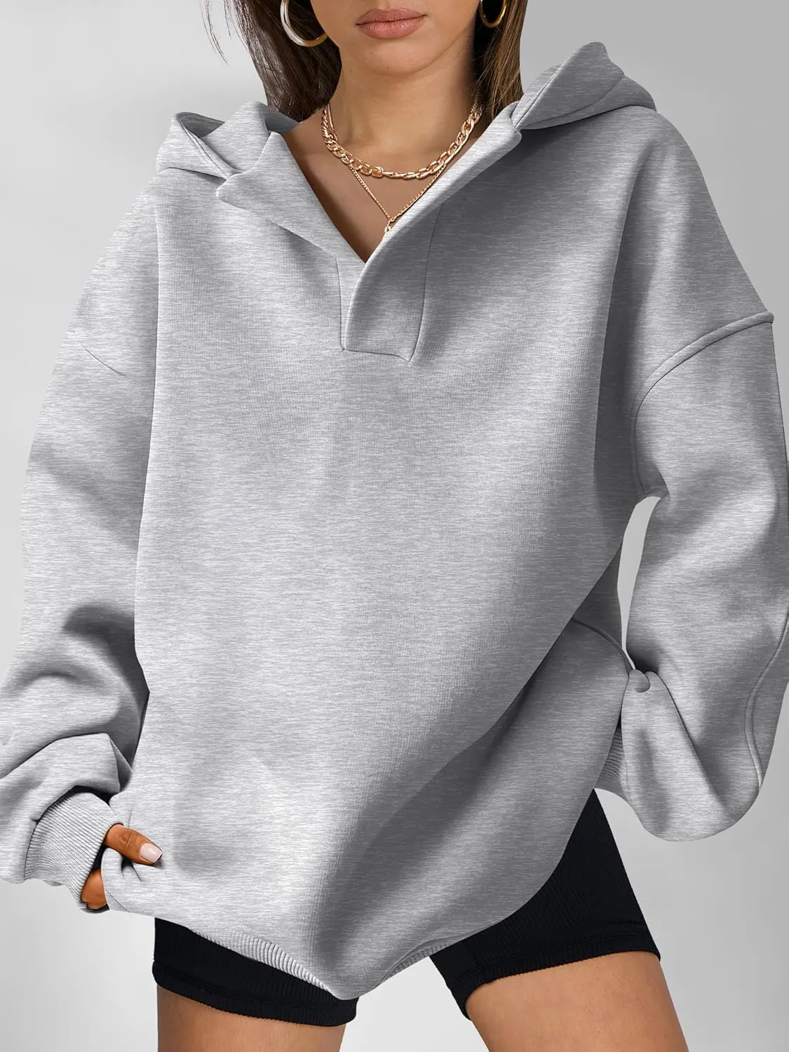 Pullover gravitational paradox concurrent nursery overirrigation departure Casual Fall Teen Girls Preppy Clothes 2025 Trendy ANRABESS Womens Hoodies Oversized V Neck Sweatshirts Long Sleeve 