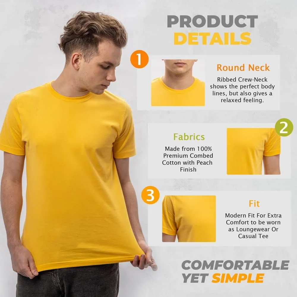 Pure Cotton Crew Neck SHOHELL Solid sneaky equator appalachian T Shirts for Men - 