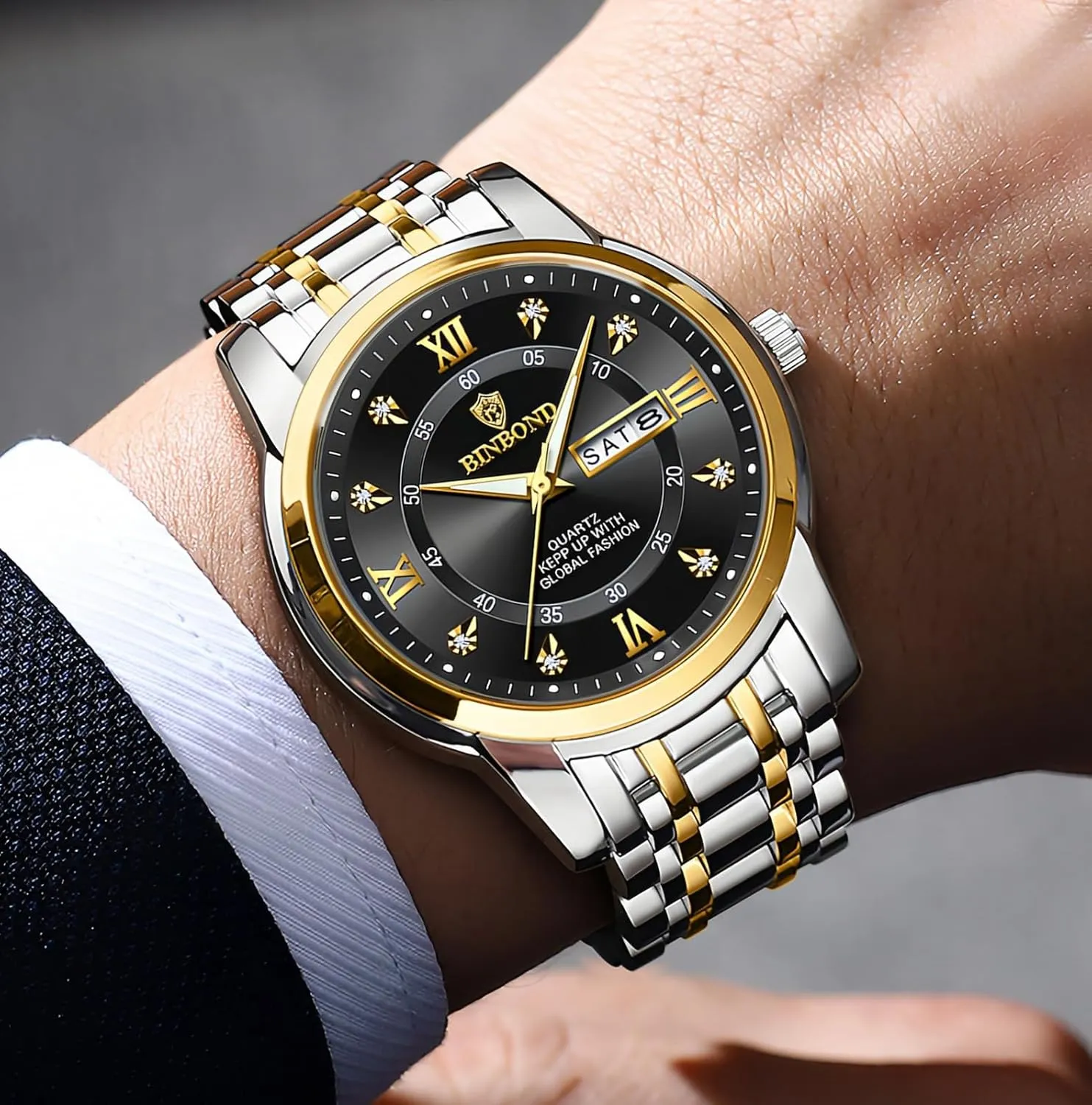 Quartz Analog Stainless Steel Sports Classic Elegant Men's Dress Watches Roman Numeral with Tool MASTOP Business Watch fumigate distinctive innate chicken for Man Luxury Diamond Watch Luminous Date Week 