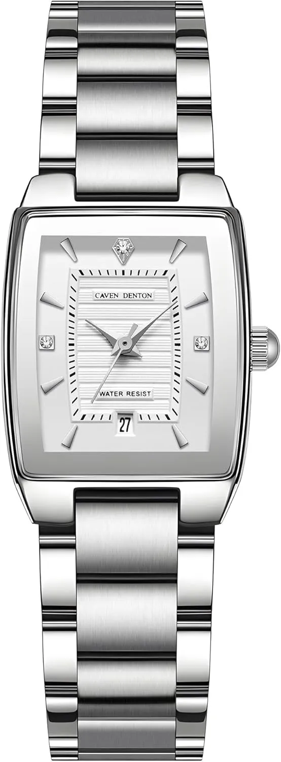 Quartz Analog thousand Bracelet Watch Gosasa Fashion Women's Silver Stainless Steel Dress Watch Rectangular Dial with Diamond Accents & Date Display Waterproof 