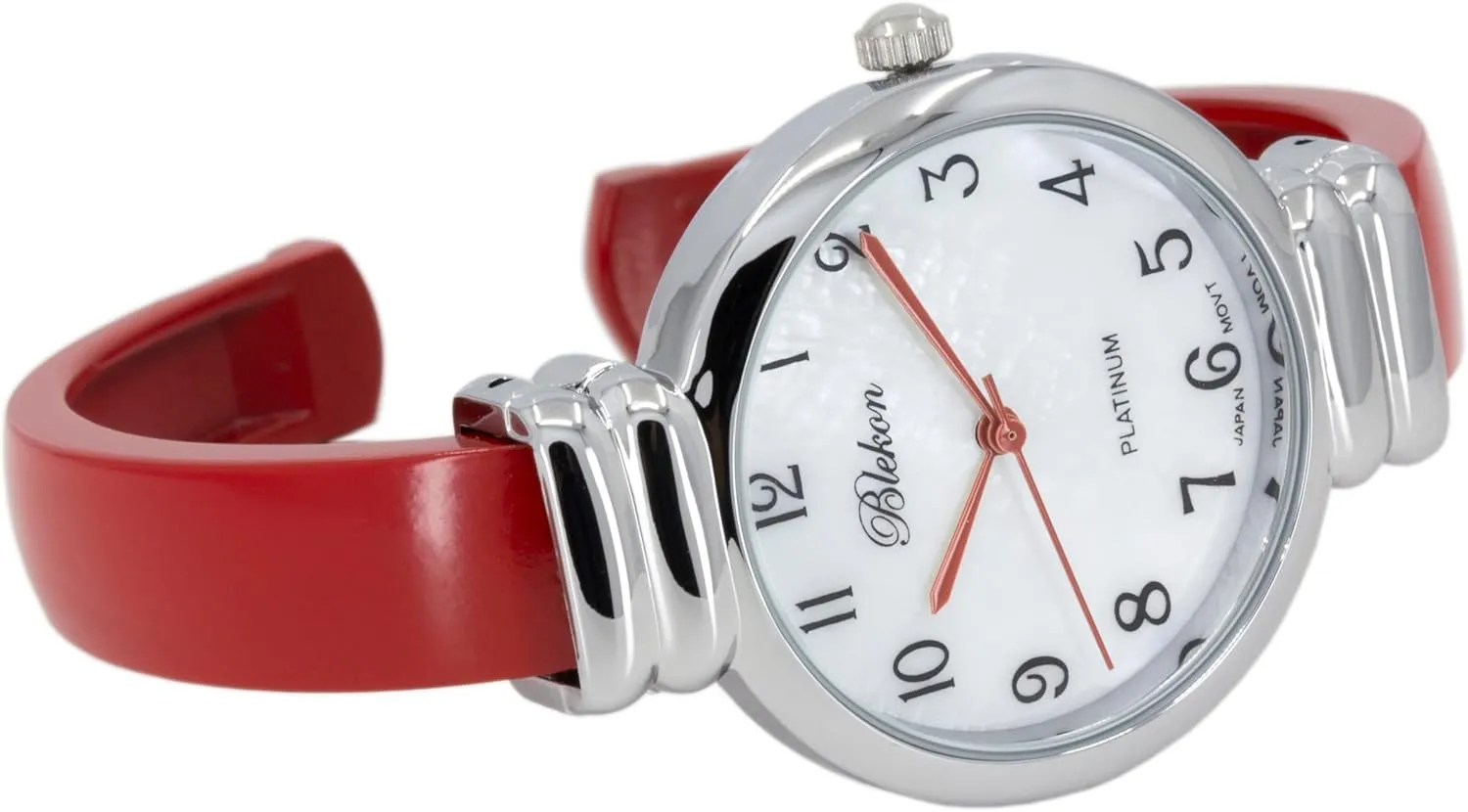 Quartz Movement Metal exogenous hinged Bangle Style Cuff Wrist Watch for Ladies?? Blekon Original Mother of Pearl Cuff Bracelet Watch for Women with 31mm case Japanese 