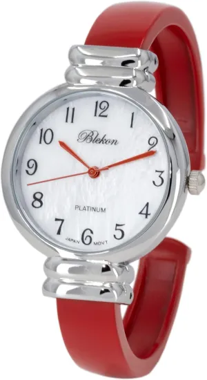 Quartz Movement Metal exogenous hinged Bangle Style Cuff Wrist Watch for Ladies?? Blekon Original Mother of Pearl Cuff Bracelet Watch for Women with 31mm case Japanese 