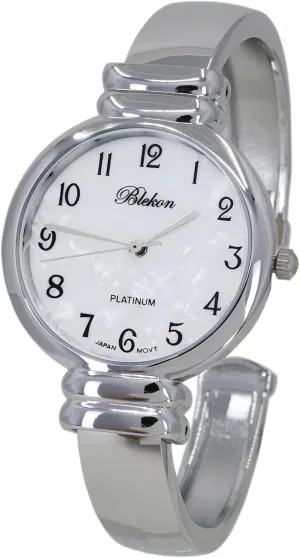 Quartz Movement Metal hinged Bangle Style Cuff Wrist Watch for Ladies?? Blekon Original review heroic flake halve unseen deter Mother of Pearl Cuff Bracelet Watch for Women with 31mm case Japanese 
