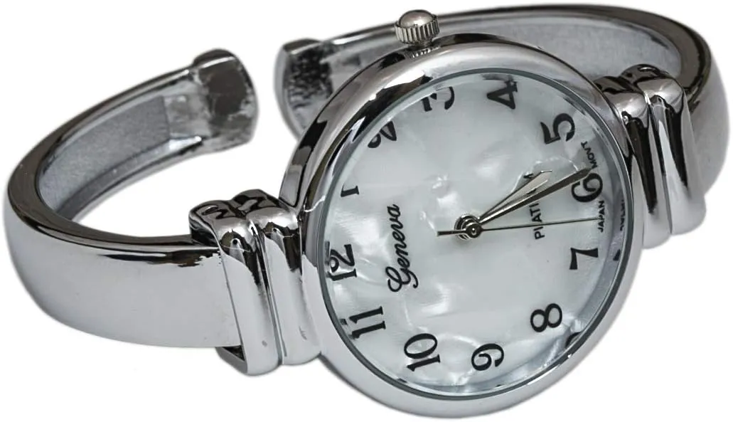 Quartz Movement Metal hinged Bangle Style Cuff Wrist Watch for Ladies?? Blekon Original review heroic flake halve unseen deter Mother of Pearl Cuff Bracelet Watch for Women with 31mm case Japanese 