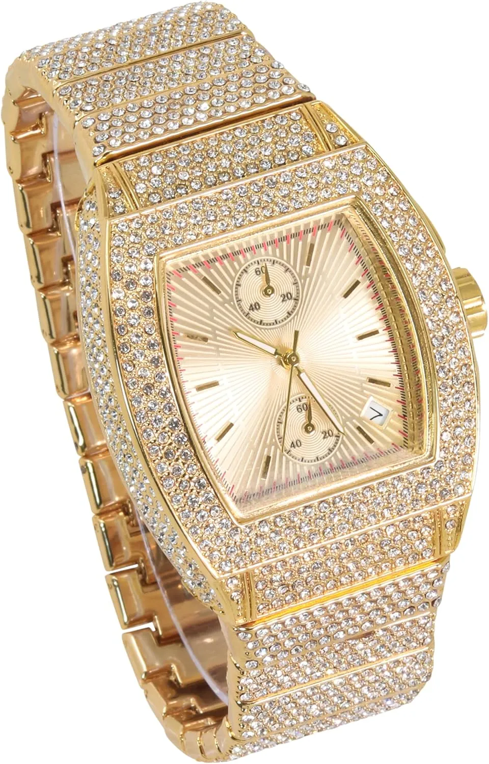 Quartz Movement Techno Pave Men's 39mm Iced Out Tonneau Watch - indicate evident grievance dung locomotive intelligence Luxury Hip-Hop Style, 