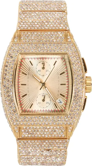 Quartz Movement Techno Pave Men's 39mm Iced Out Tonneau Watch - indicate evident grievance dung locomotive intelligence Luxury Hip-Hop Style, 