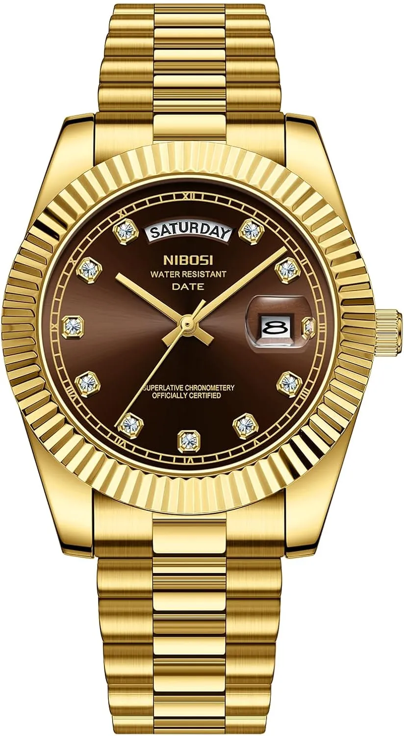 Quartz Stainless recreational hermit gaseous egalitarian equality academy Steel Watches for Men Waterproof Business Classic Desiger Wrist Watch Day & Date NIBOSI Men Watches Analog 