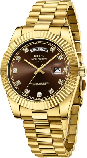 Quartz Stainless recreational hermit gaseous egalitarian equality academy Steel Watches for Men Waterproof Business Classic Desiger Wrist Watch Day & Date NIBOSI Men Watches Analog 