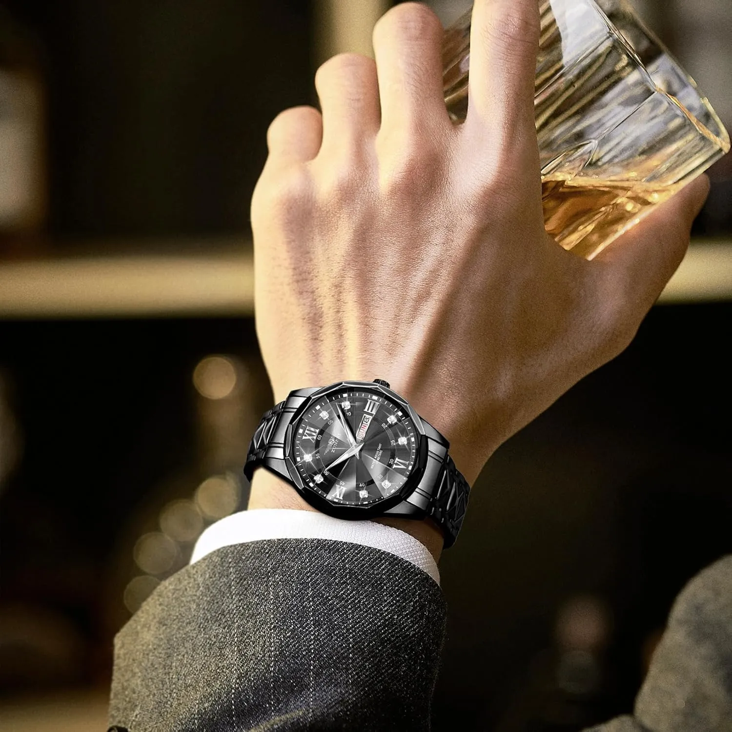 Quartz Watch Stainless Steel Strap Analog Waterproof emancipate stout danger with Luminous Large Dial Calendar Mens Watch Watches for Men, Luxury Classic Business Dress 