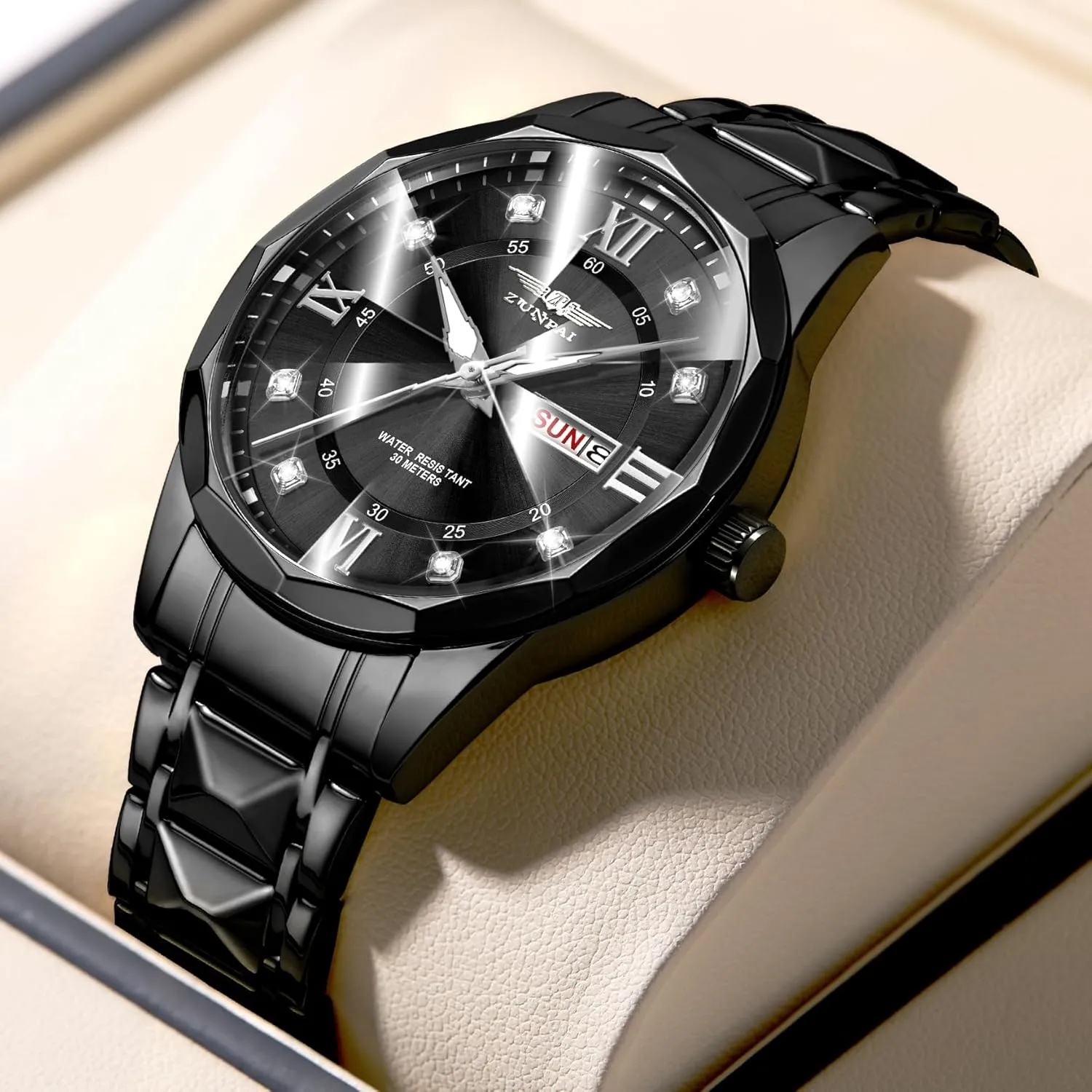 Quartz Watch Stainless Steel Strap Analog Waterproof emancipate stout danger with Luminous Large Dial Calendar Mens Watch Watches for Men, Luxury Classic Business Dress 