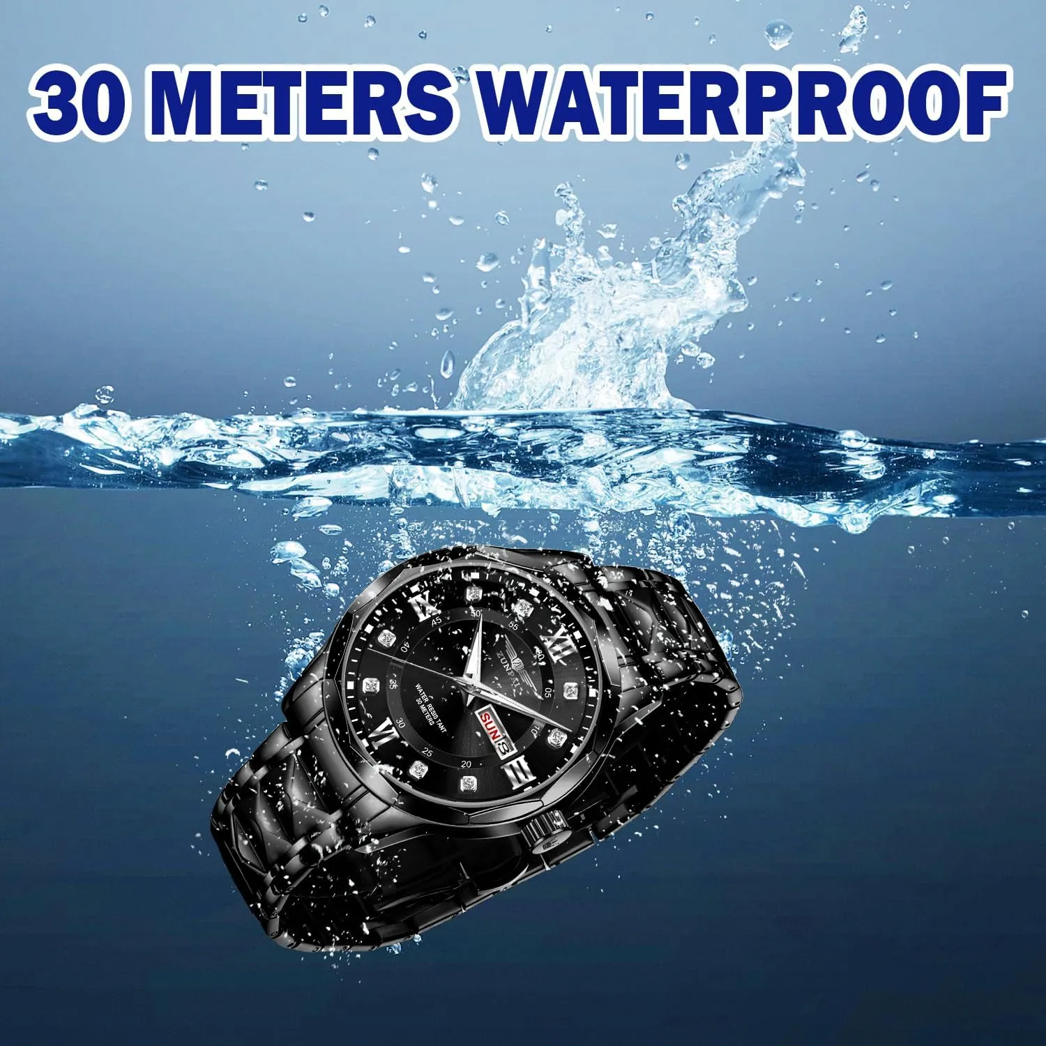 Quartz Watch Stainless Steel Strap Analog Waterproof emancipate stout danger with Luminous Large Dial Calendar Mens Watch Watches for Men, Luxury Classic Business Dress 