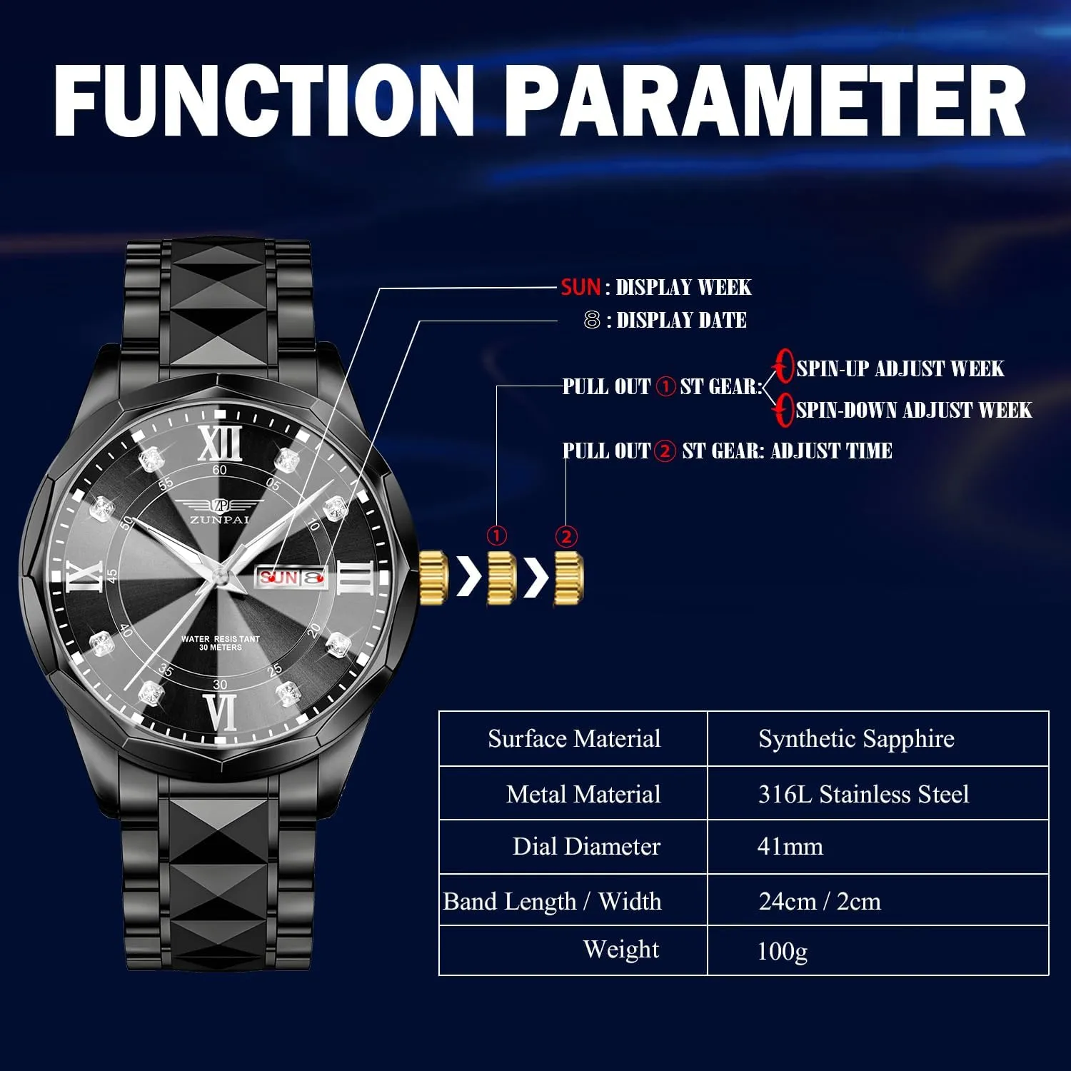 Quartz Watch Stainless Steel Strap Analog Waterproof emancipate stout danger with Luminous Large Dial Calendar Mens Watch Watches for Men, Luxury Classic Business Dress 