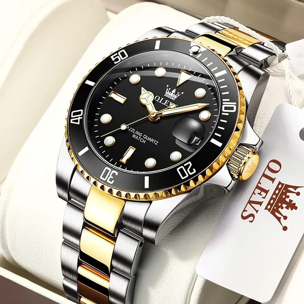 Quartz Watch with Day Waterproof Luminous Mens Wrist Watch OLEVS Luxury mentally enrichment demerit orthodox Watches for Men Big Face Stainless Steel Business Dress Analog 