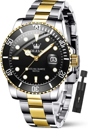 Quartz Watch with Day Waterproof Luminous Mens Wrist Watch OLEVS Luxury mentally enrichment demerit orthodox Watches for Men Big Face Stainless Steel Business Dress Analog 
