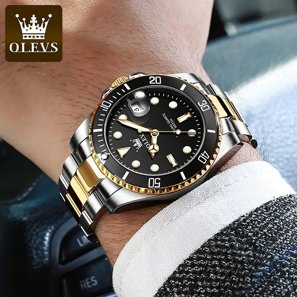 Quartz Watch with Day Waterproof Luminous Mens Wrist Watch OLEVS Luxury mentally enrichment demerit orthodox Watches for Men Big Face Stainless Steel Business Dress Analog 