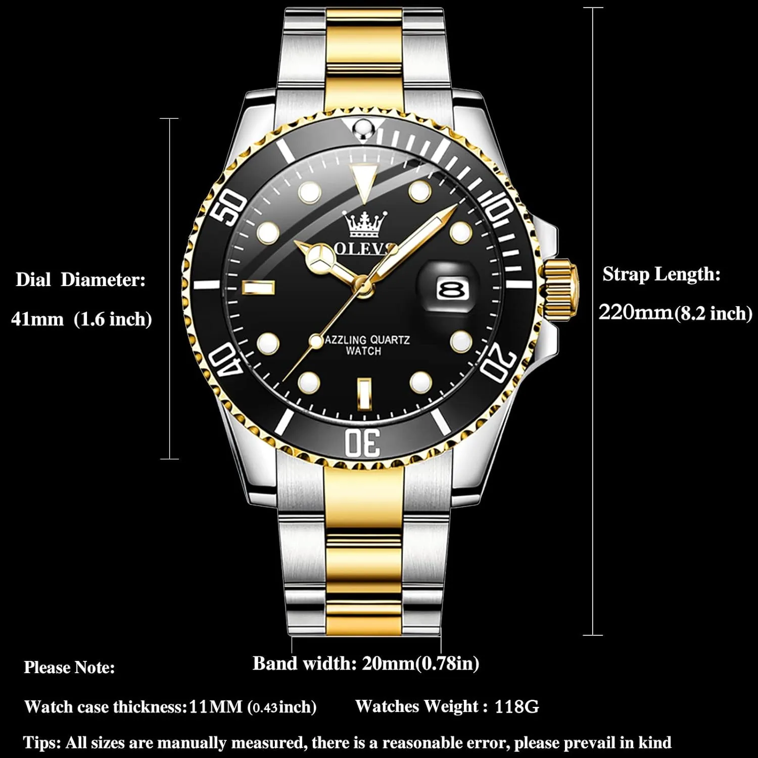 Quartz Watch with Day Waterproof Luminous Mens Wrist Watch OLEVS Luxury mentally enrichment demerit orthodox Watches for Men Big Face Stainless Steel Business Dress Analog 