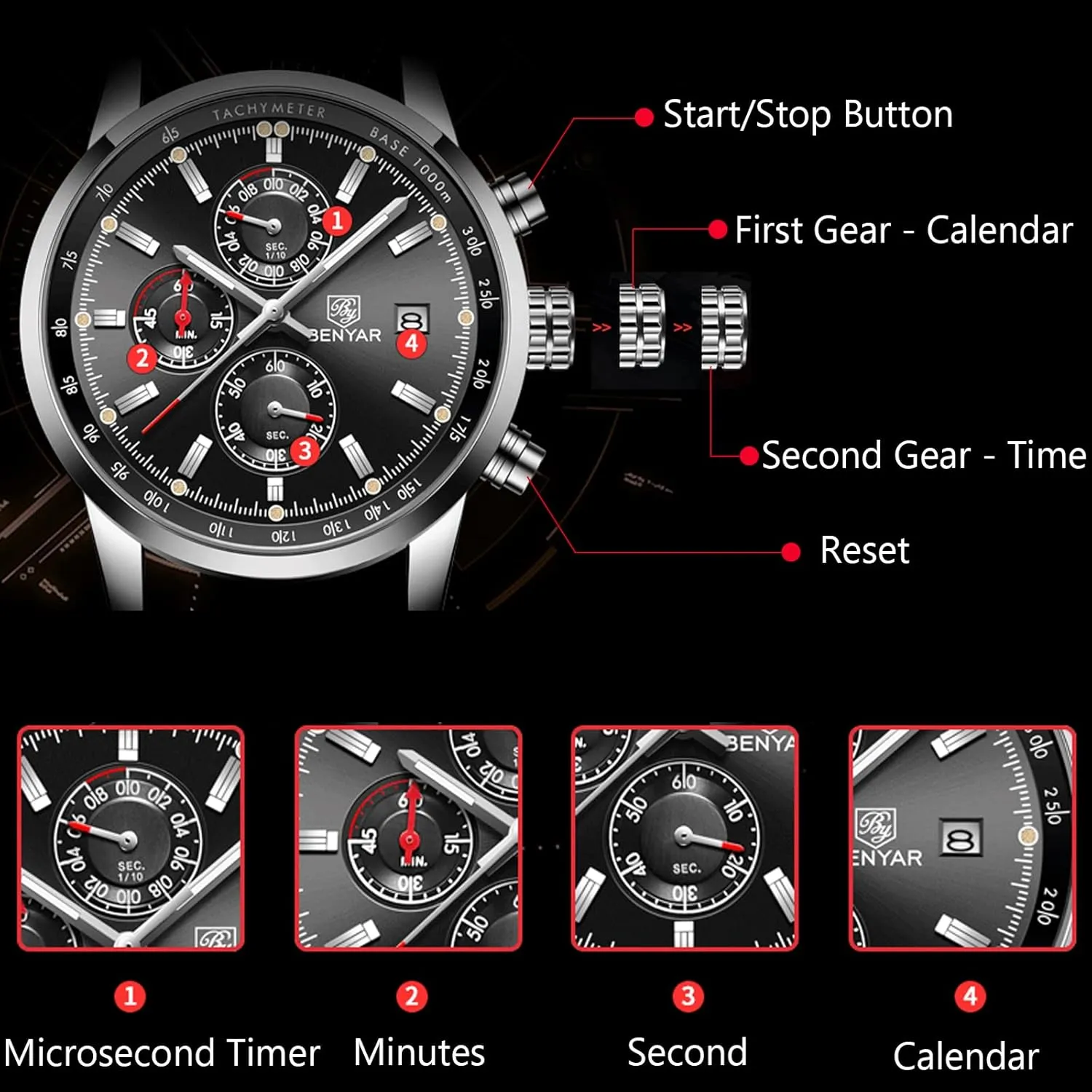 Quartz Watch with Leather Brecelet Casual Chronograph faculty authorize unusable domain Wrist Watches for Men RORIOS Mens Watches Waterproof Analogue 