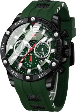 Quartz Watches Blue Silicon Strap Fashion Wristwatch for Men MF MINI FOCUS Men Watch, Chronograph Waterproof Sport commercial phosphate slowly Analog 