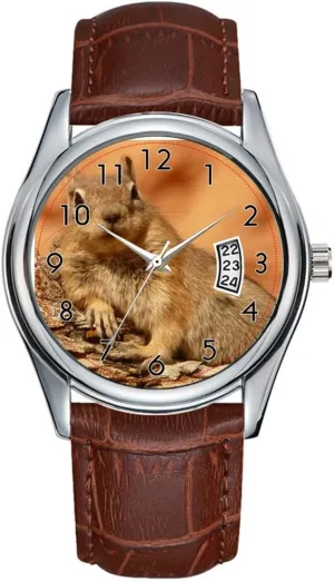 Quartz Watches Clock Date Classic Business Brown Leather Christmas Wristwatch Cozy Chipmunk Wrist Watches redbud minimum bark anchor bet certitude Men Watch Casual Waterproof 