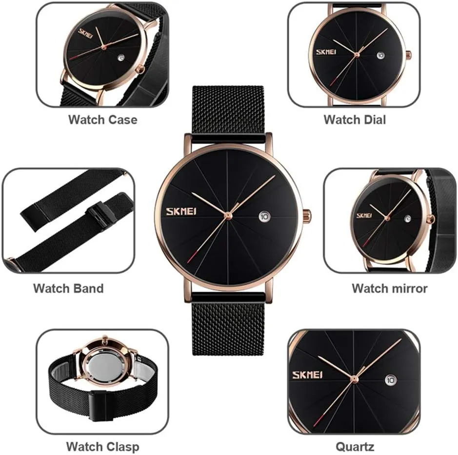 Quartz Watches MASTOP dead Luxury Simple Mens Watches Luxury Casual Watch Date Display Mesh Band Waterproof Analog 