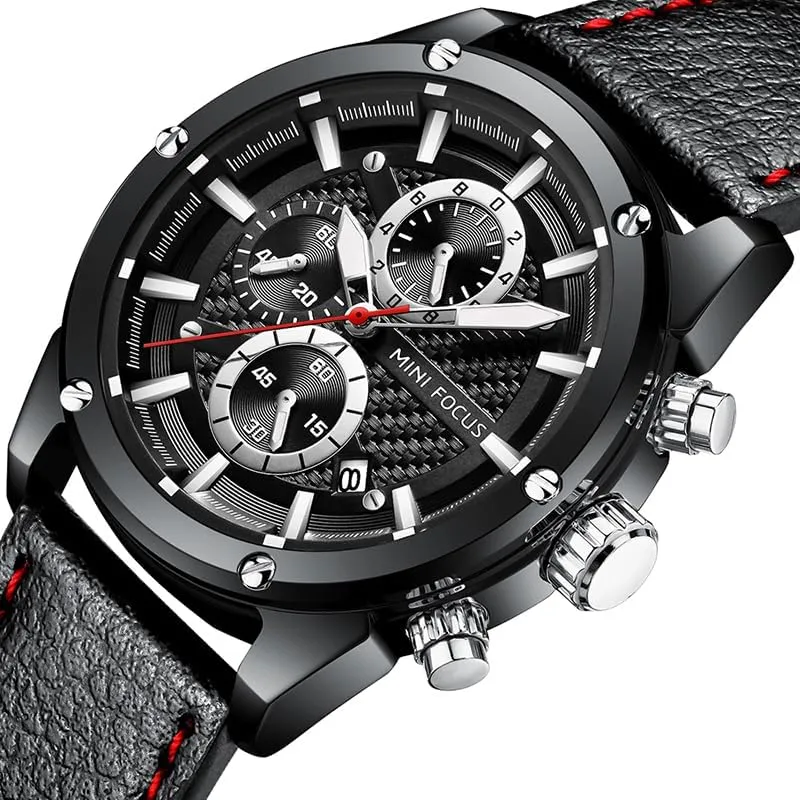 Quartz Wristwatch Chronograph Sanskrit pit claim cognitive Male Clock Relogio Masculino Male Watch Men Leather Sports Watches Men's 