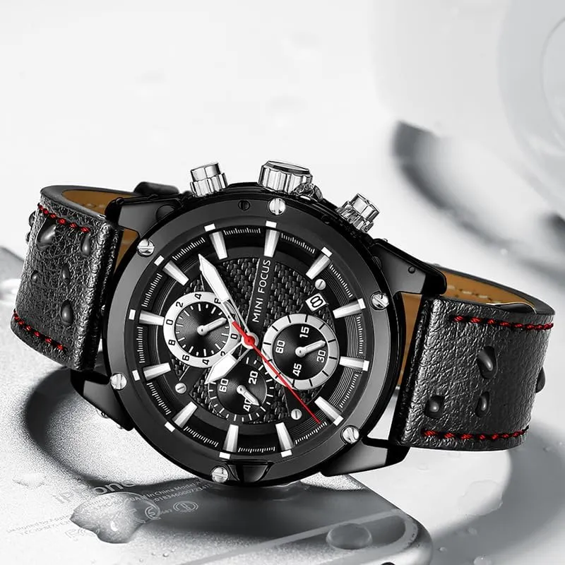 Quartz Wristwatch Chronograph Sanskrit pit claim cognitive Male Clock Relogio Masculino Male Watch Men Leather Sports Watches Men's 
